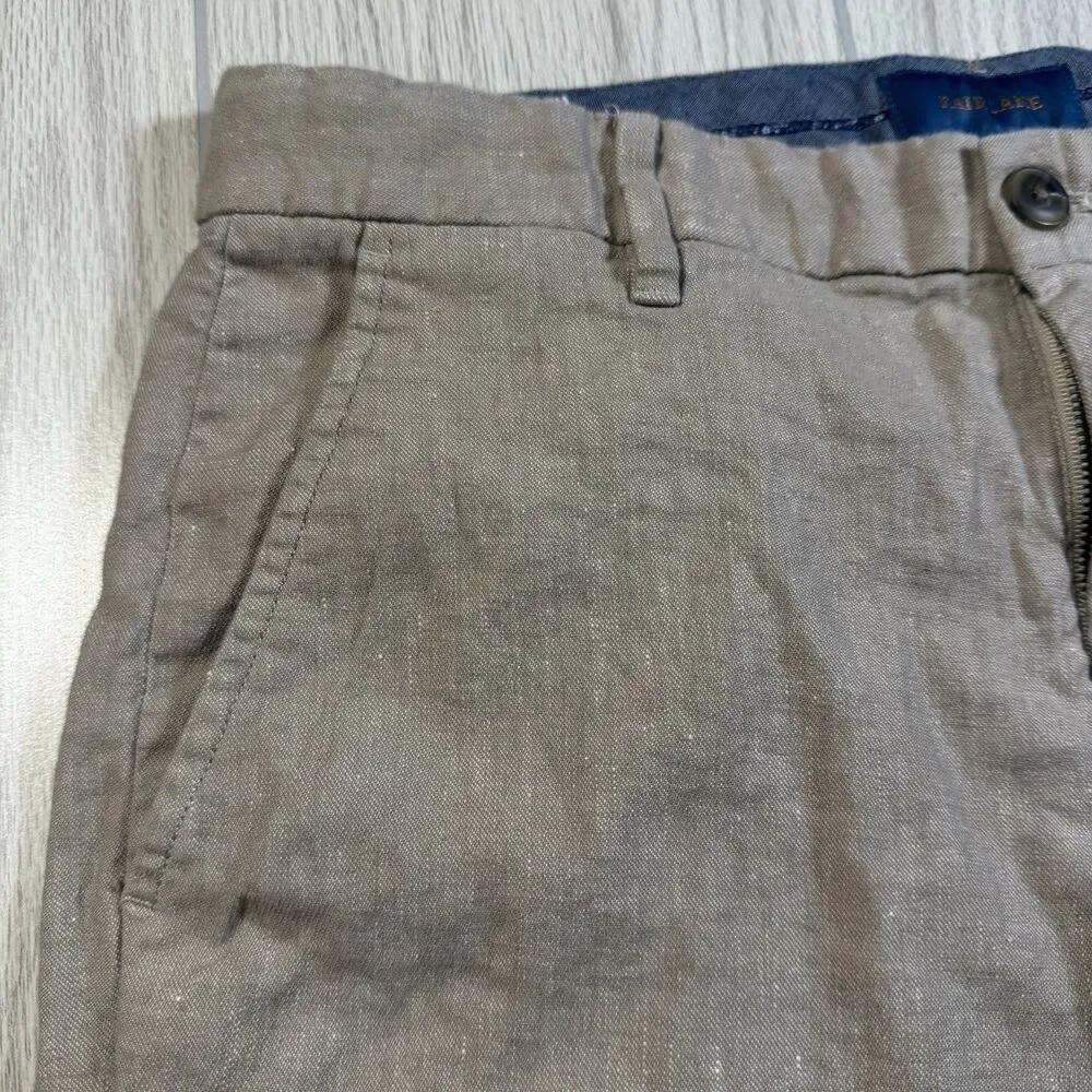 Fairlane Straight Leg Linen Blend Pants Men’s 33x32 Natural Beige Summer Beach